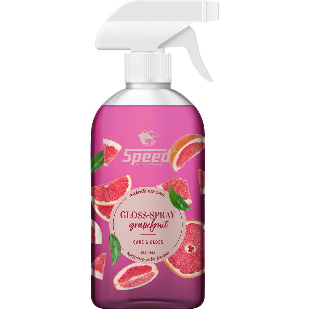 SPEED Gloss-Spray GRAPEFRUIT-500 ML Der SPEED Gloss-Spray GRAPEFRUIT mit fruchtigem Grapefruitduft sortg für ultraleichte Kämmbarkeit und zauberhaften Perlglanzlook mit hoher schmutz- und staubabweisender Wirkung.